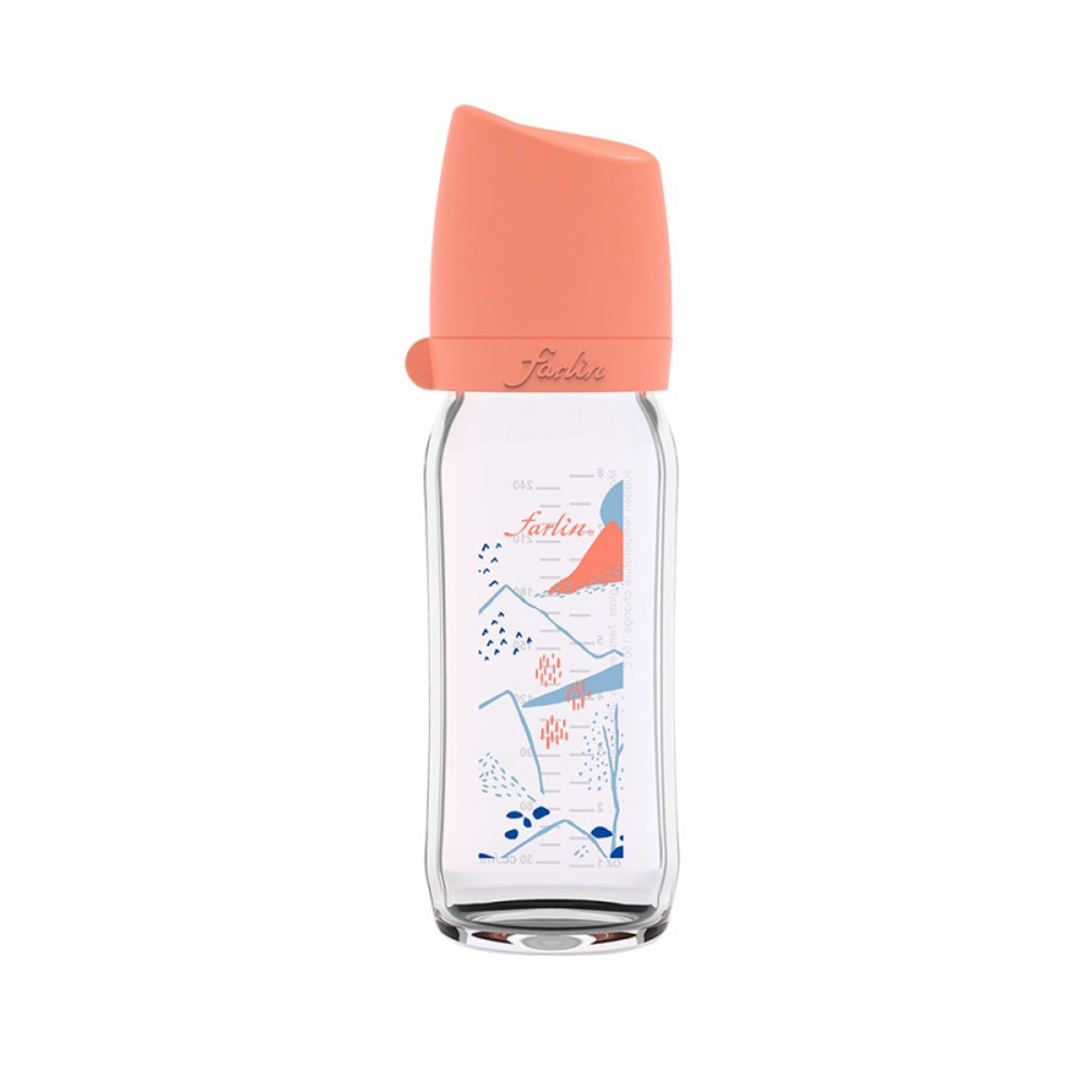 FARLIN BABY FEEDING BOTTLE GLASS 3M+240 ML AB-32012