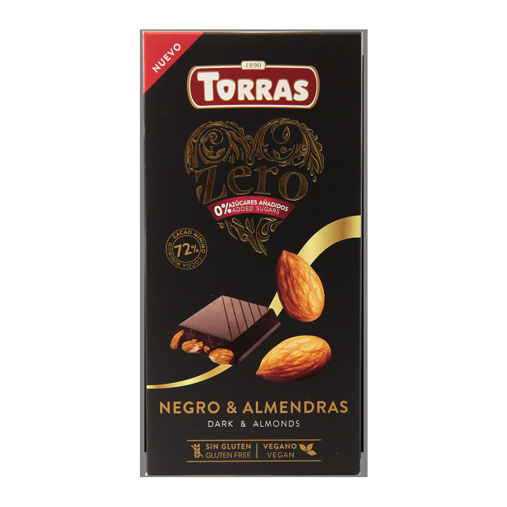 TORRAS ZERO DARK & ALMONDS CHOCOLATE BAR 150GM – Al-Fatah