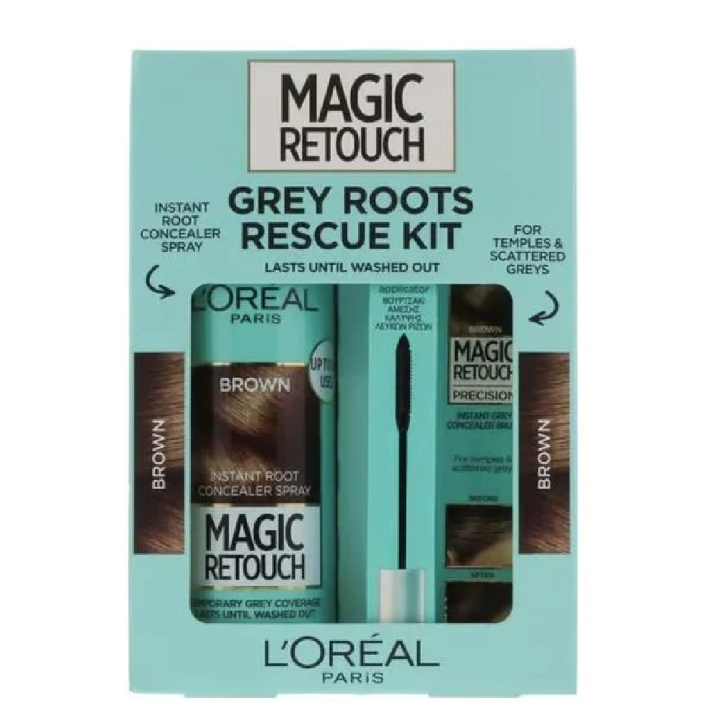 LOREAL MAGIC RETOUCH GREY ROOTS RESCUE BROWN KIT 150ML + 8ML