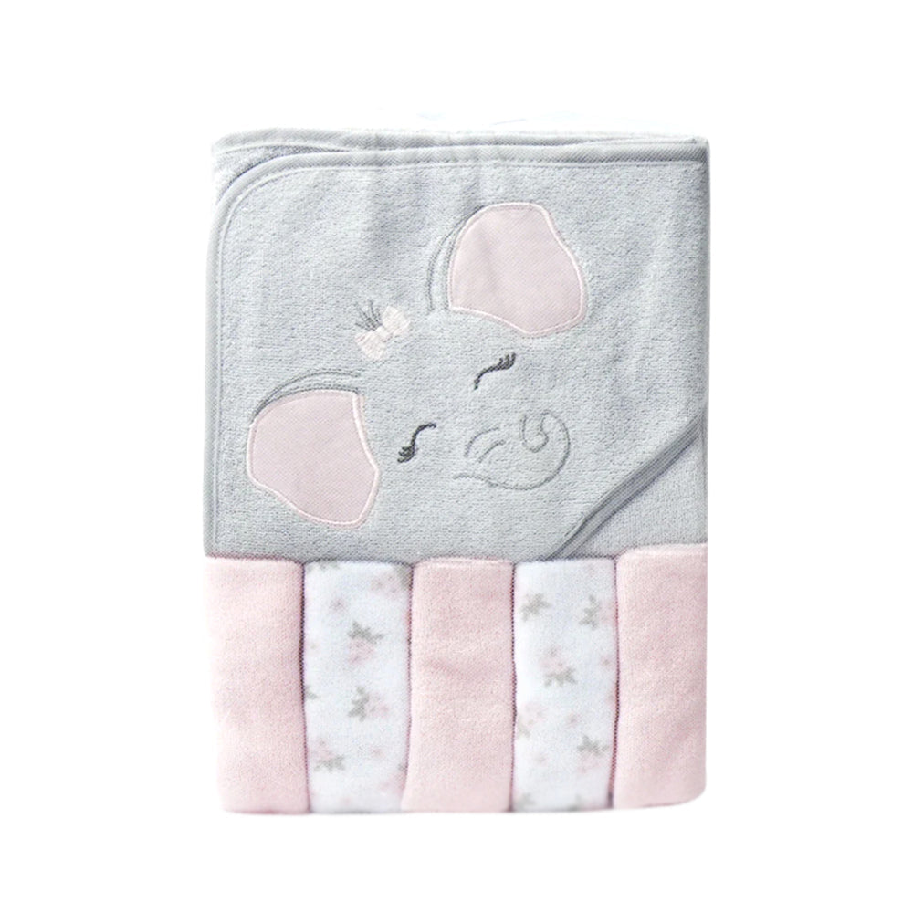 BABY BATH TOWEL HOODED W 5PC FACE TOWEL MDW-23 CHI 57846