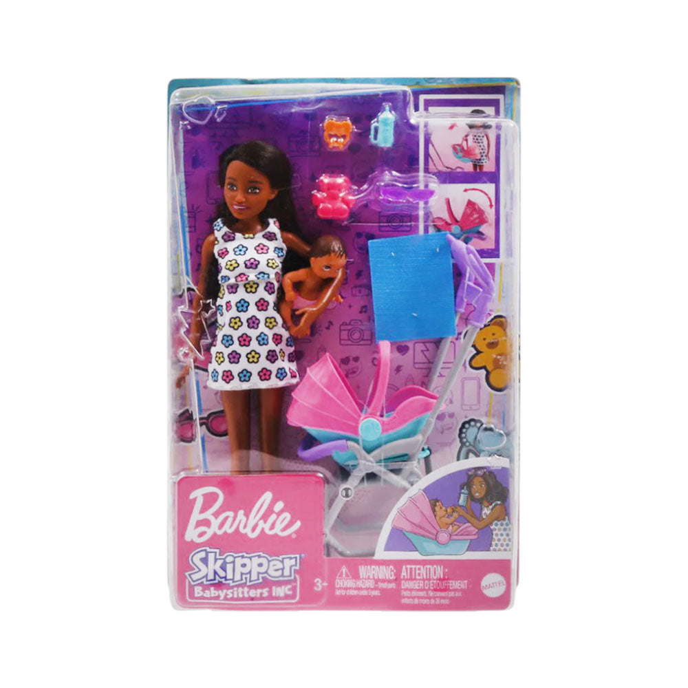 HHB68 BARBIE SKIPPER BABY SITTER DOLL W STROLLER A.I