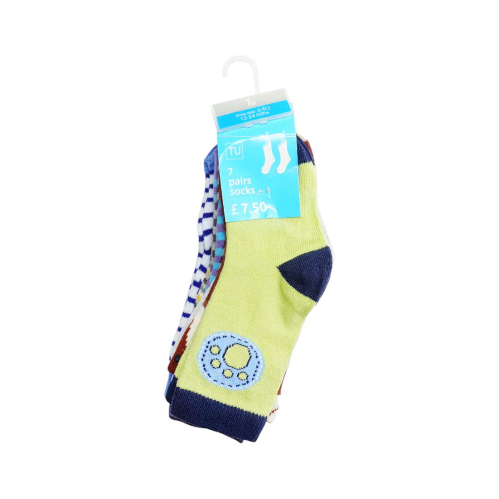 BOYS SOCKS 7PC PACK MDW-23 3-5.5M