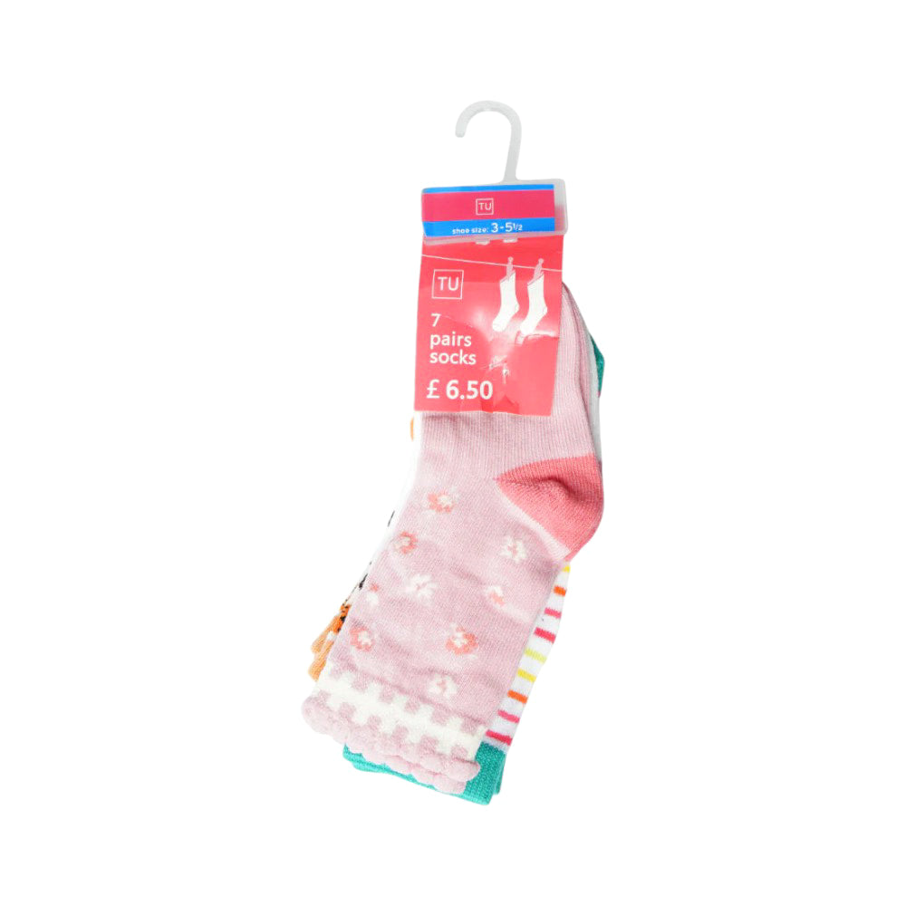GIRLS SOCKS 7PC PACK MDW-23 3-5.5M