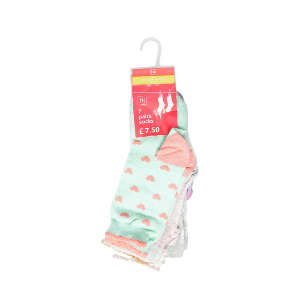 GIRLS SOCKS 7PC PACK MDW-23 4-6.5M