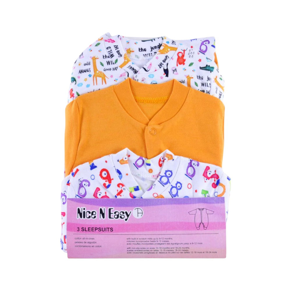 UNISEX L/S 3PC SLEEP SUIT W.SOCKS NICE&EASY MZS-24 6-9M 0053