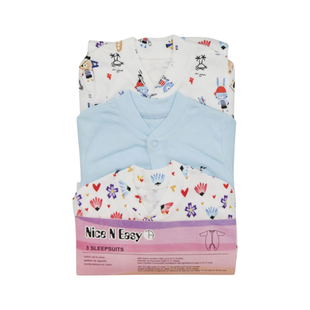 UNISEX L/S 3PC SLEEP SUIT W.SOCKS NICE&EASY MZS-24 3-6M 0053