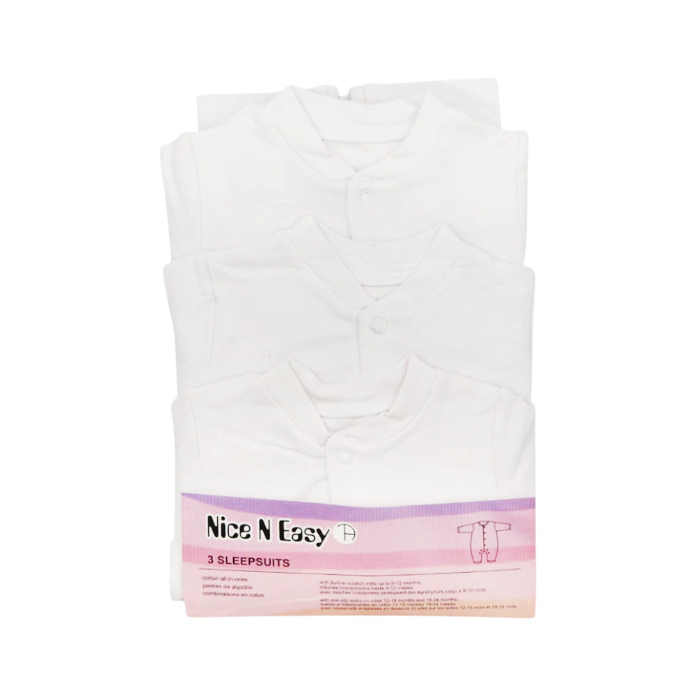 BOYS L/S 3PC SLEEP SUIT W/O SOCKS WHITE N&E MZS-24 0-3M HC-0