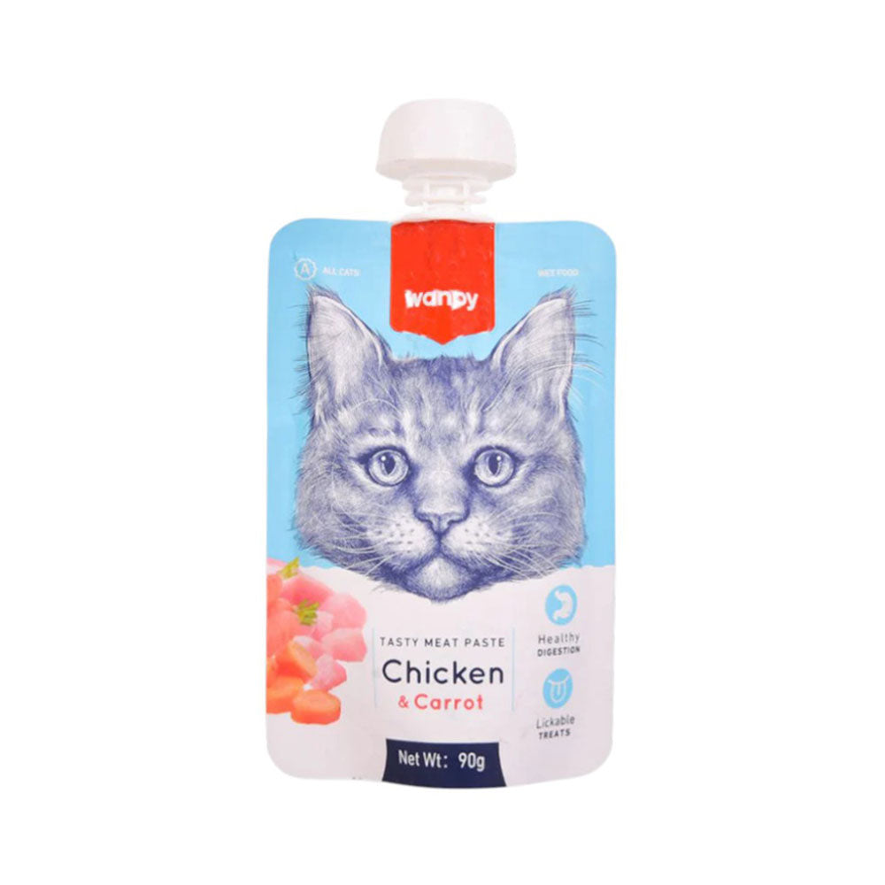 WANPY ADULT CAT TASTY MEAT PASTE CHICKEN & CARROT POUCH 90 G