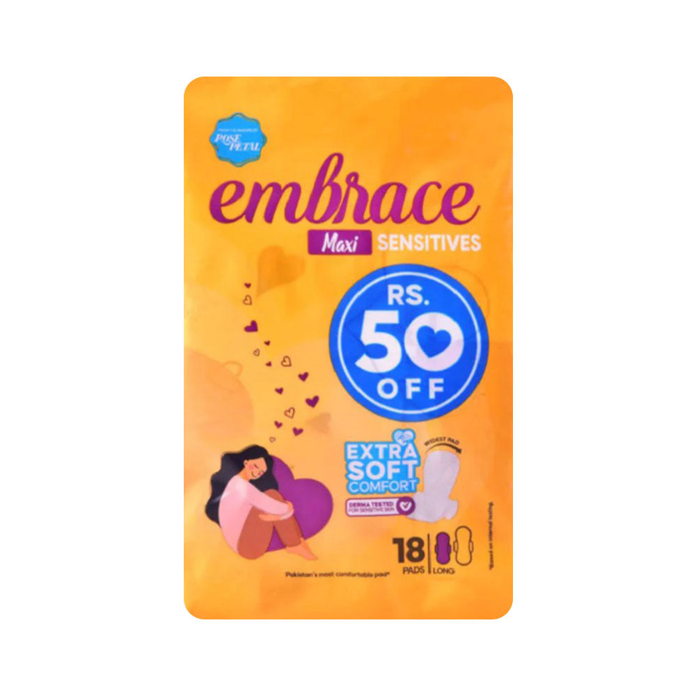 EMBRACE SENSITIVES MAXI LONG VALUE PACK 18 PCS