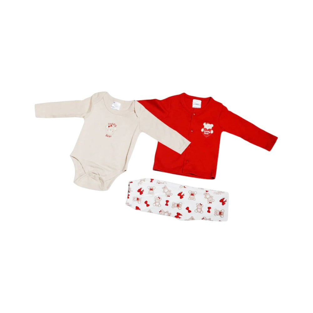 GIRLS L/S 3PC PAJAMA SUIT MZW-24 3-6M 239-069