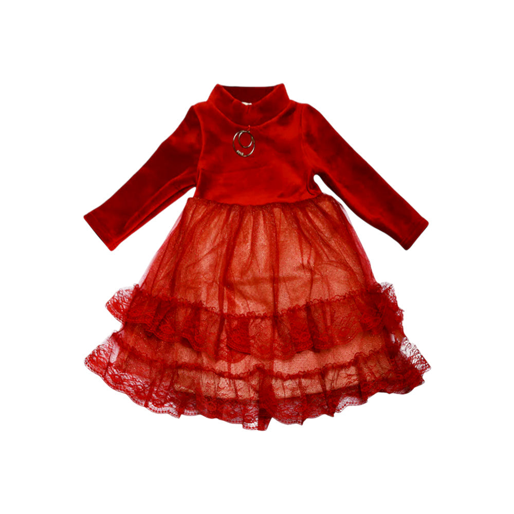 GIRLS L/S FANCY FROCK MZW-24 3-4 YEAR 004