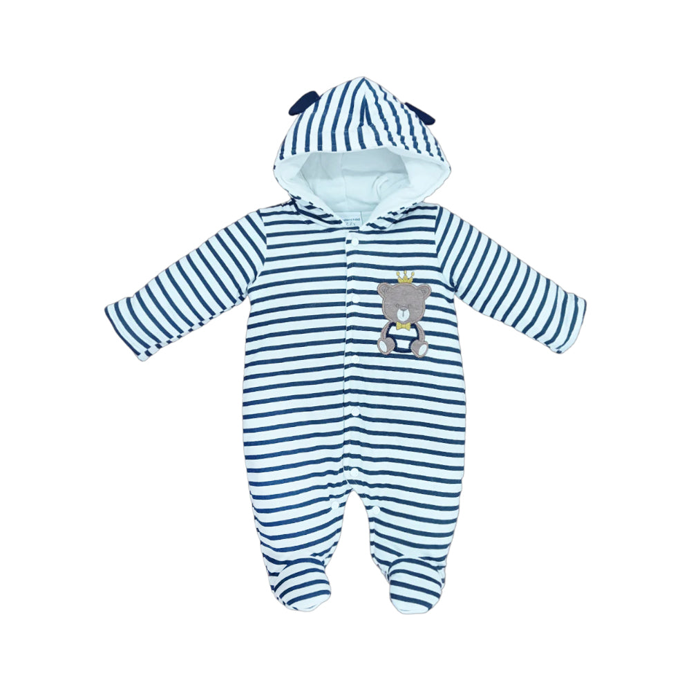 BOYS L/S QUILTED ROMPER HOODED MZW-24 0-3M 241-007