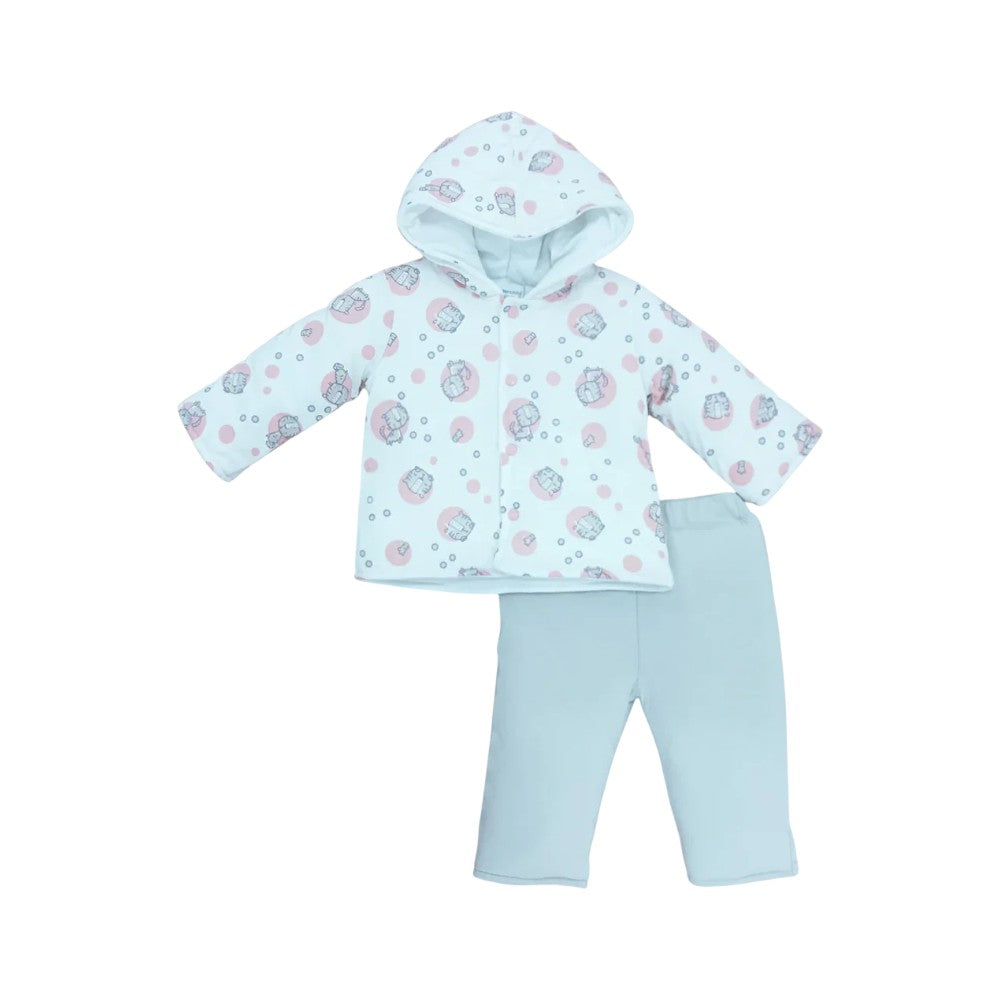 GIRLS L/S 2PC QUILTED PAJAMA SUIT HOODED MZW-24 0-3M 241-023