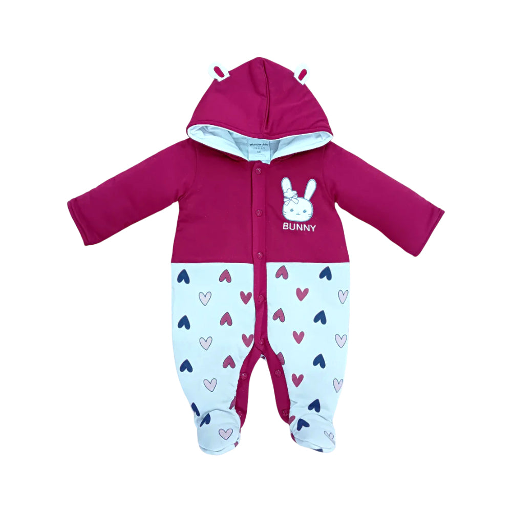 GIRLS L/S QUILTED ROMPER HOODED MZW-24 0-3M 241-025