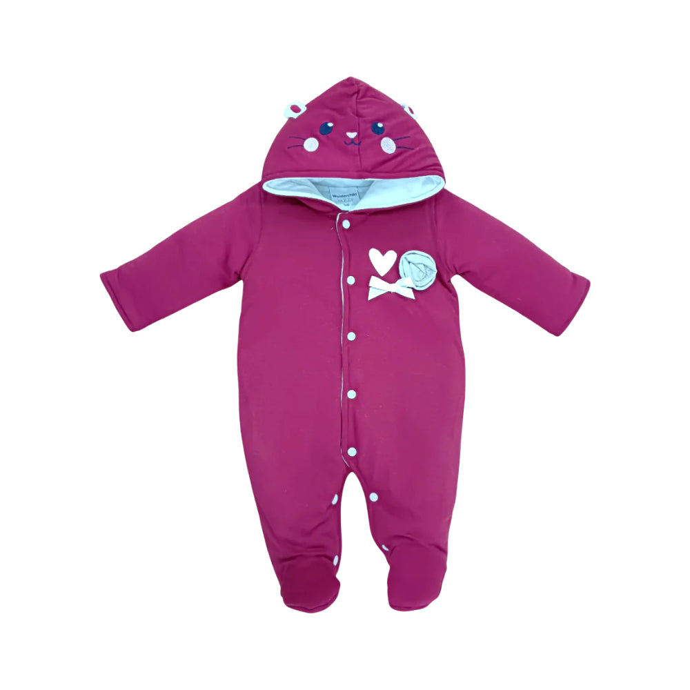 GIRLS L/S QUILTED ROMPER HOODED MZW-24 0-3M 241-026