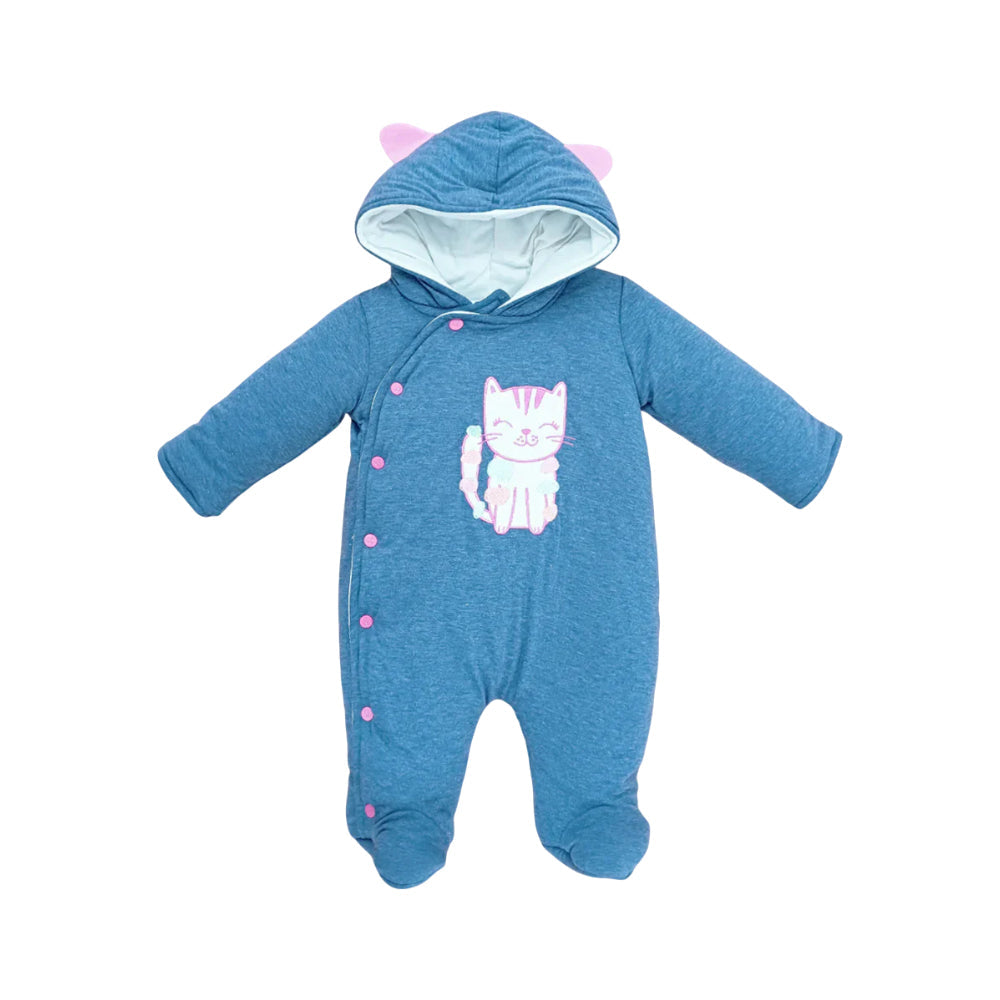 GIRLS L/S QUILTED ROMPER HOODED MZW-24 0-3M 031