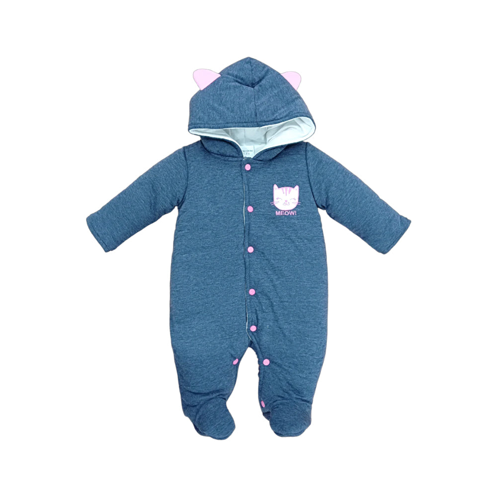 GIRLS L/S QUILTED ROMPER HOODED MZW-24 0-3M 032