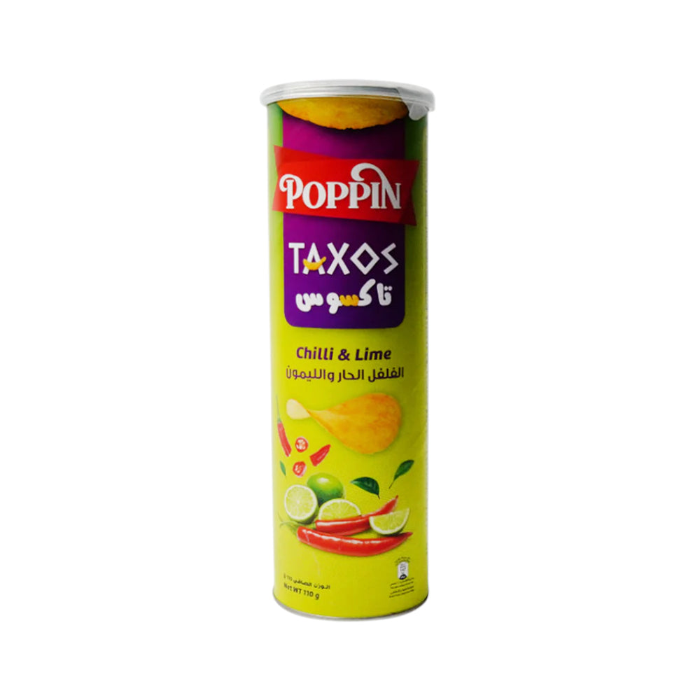 POPPIN CHIPS TAXOS CHILLI & LIME 110 GM