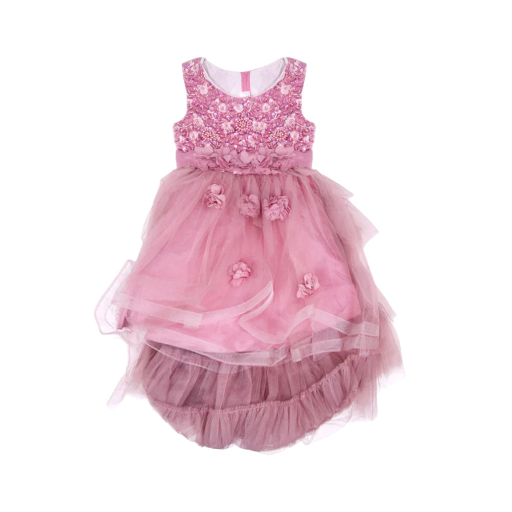 GIRLS S/L FANCY FROCK MZS-25 3-4 YEAR 9158T M.G