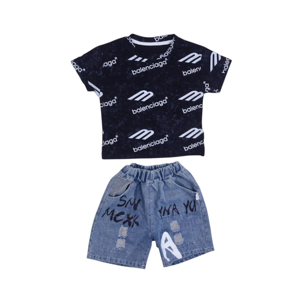 BOY S/S 2PC KNICKER SUIT MZS-25 12-18M 01010 W/G