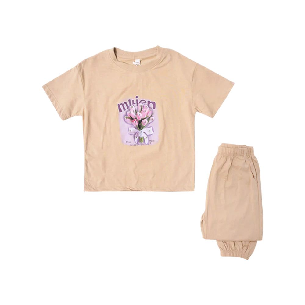 GIRLS S/S 2PC BLOUSE TROUSER SUIT MZS-25 6-7 YEAR 5365 IM/G