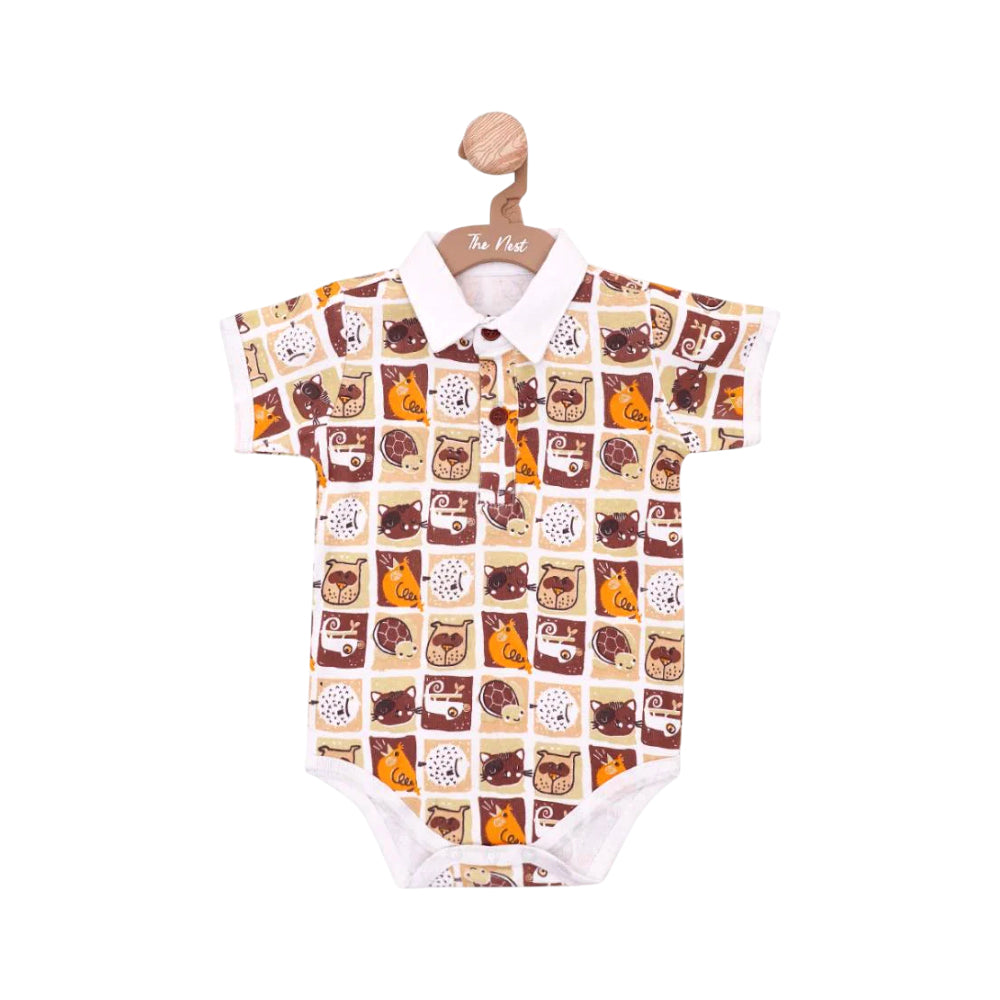 SHORT SLEEVE BODY SUIT WITH COLLAR 2846 NEW BORN