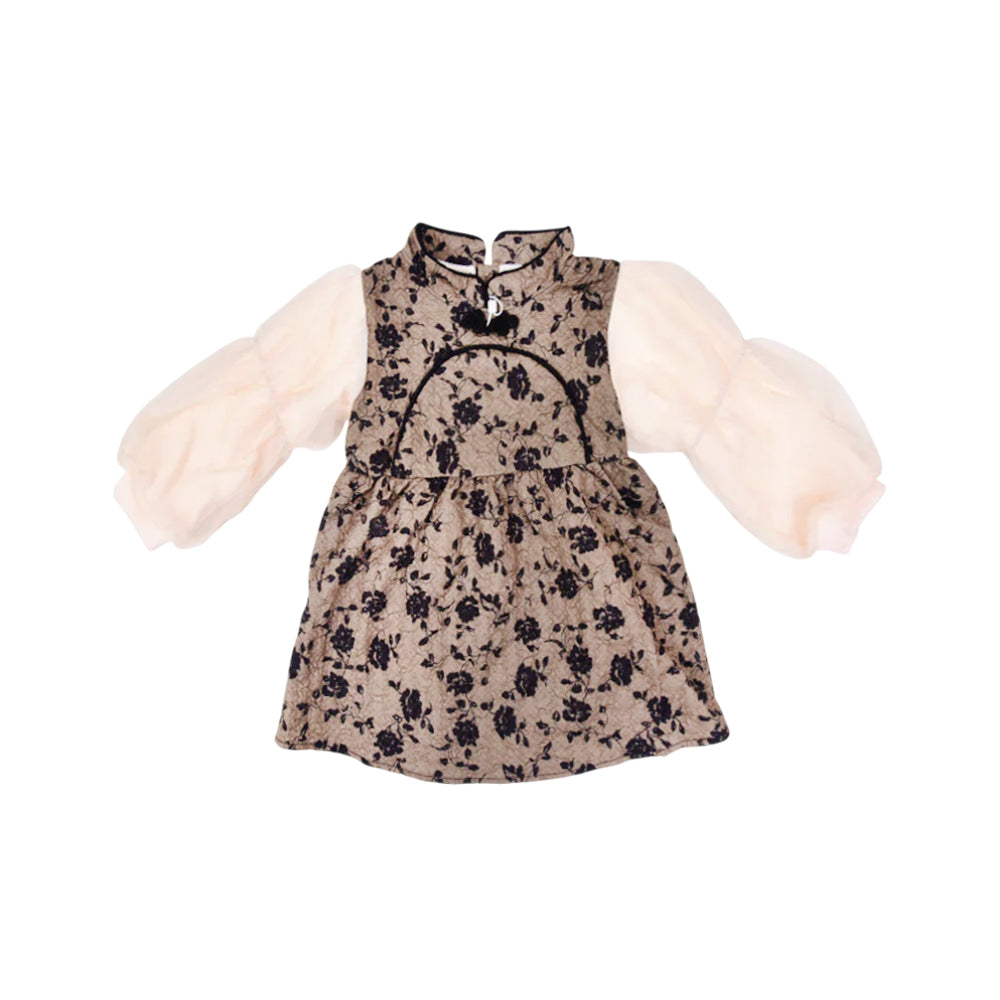 GIRLS L/S FLEECE FANCY FROCK NZW-25 3-4 YEAR 01048