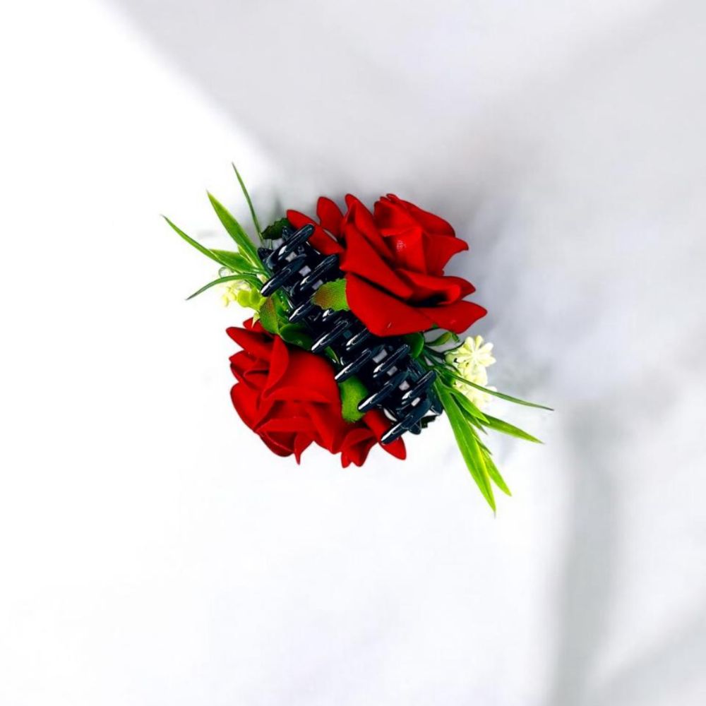 SH ELEGANT ROSE HAIR CLAW RED MEDIUM