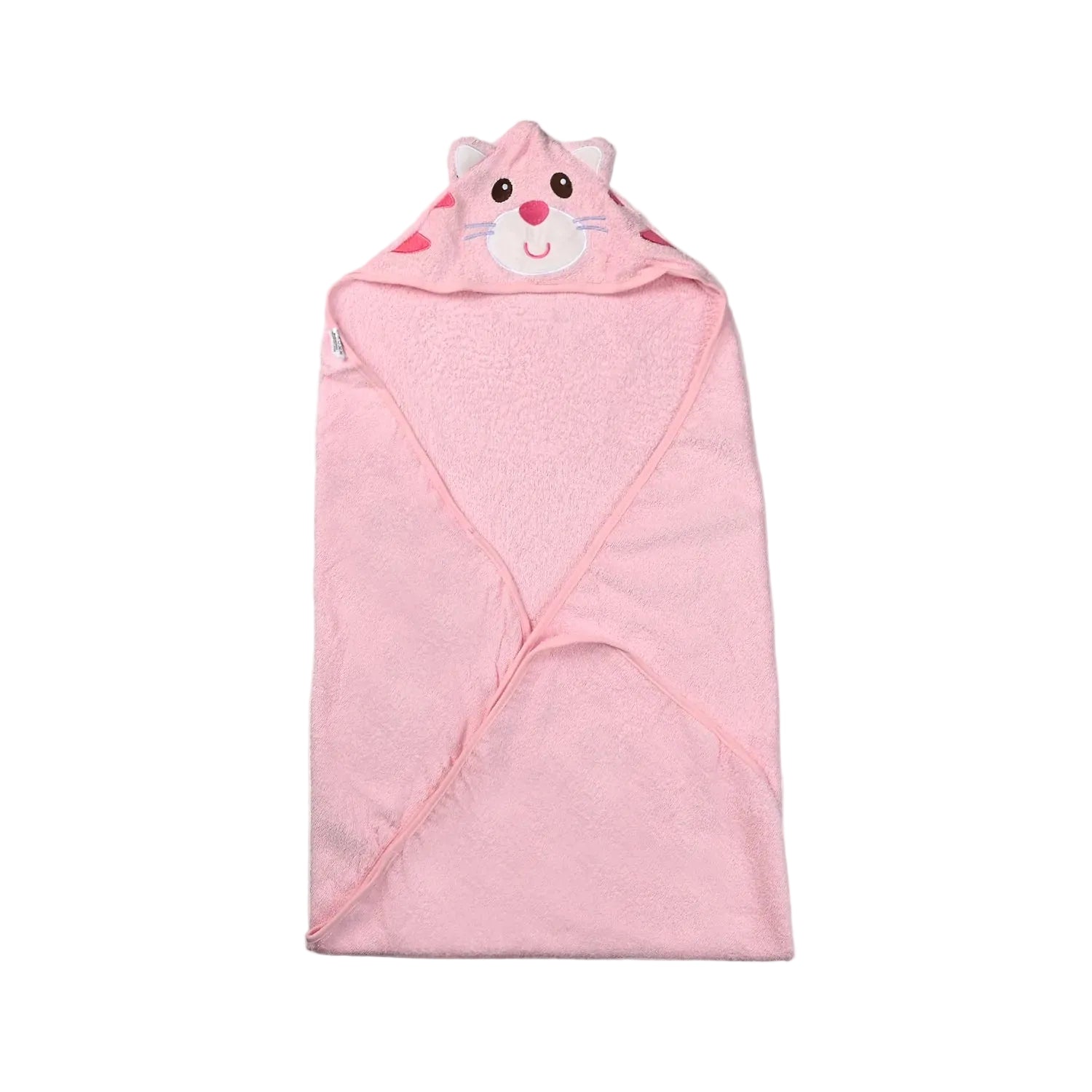 BABY BATH TOWEL HOOD YB002 IR-26 PINK/WHT (76X76CM)