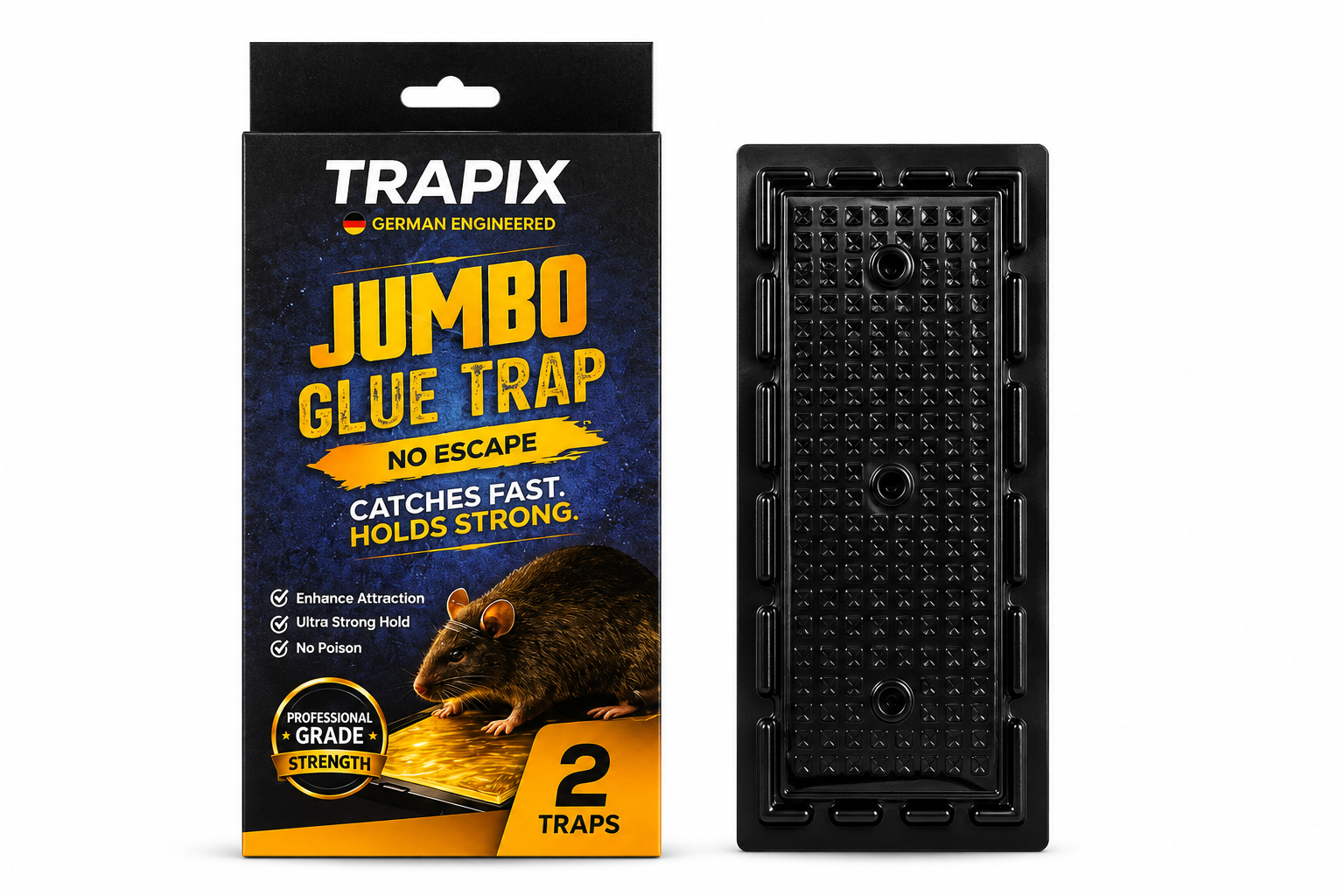 TRAPIX JUMBO NO ESCAPE GLUE TRAP 2 CATCHES FAST HOLD STRONG