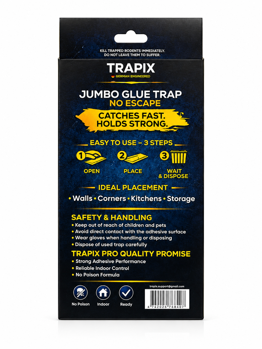 TRAPIX JUMBO NO ESCAPE GLUE TRAP 2 CATCHES FAST HOLD STRONG