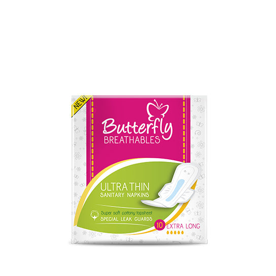 BUTTERFLY ULTRA THIN SANITARY NAPKINS COTTON EXTRA LARGE 10