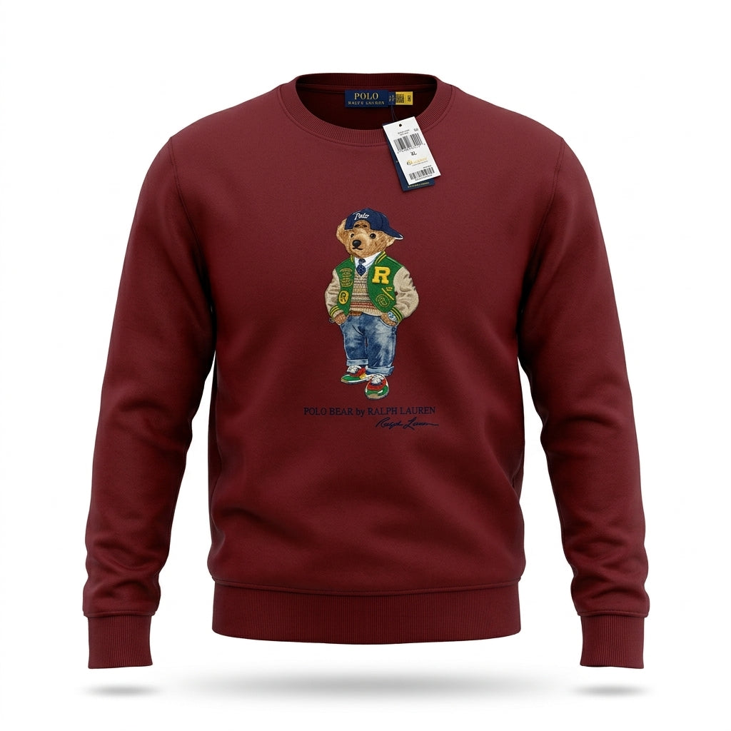 RL MEN L/S BEAR SWEAT SHIRT 718001 MRN XL (IRW)