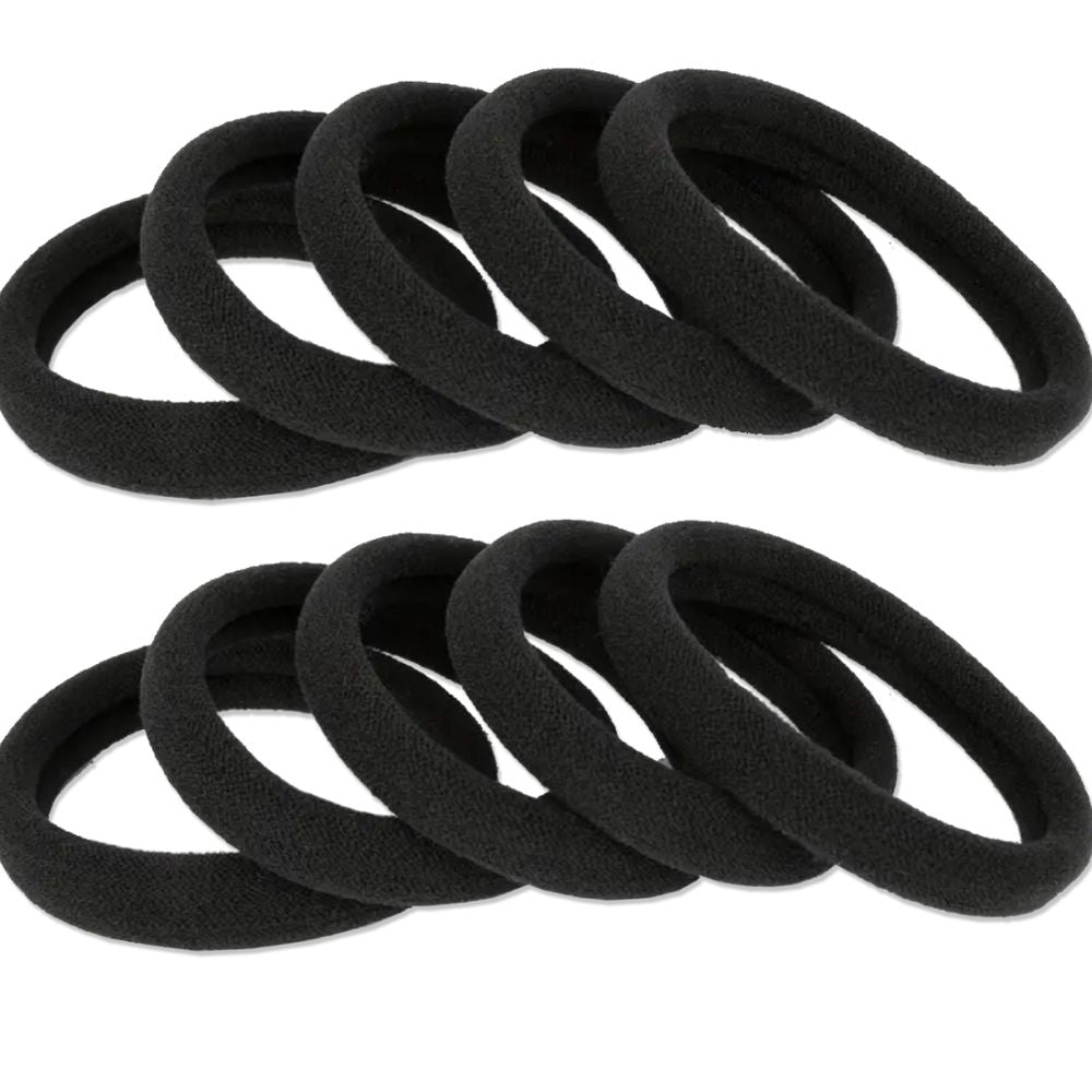 SH HAIR TIES 10P BLACK MEDIUM