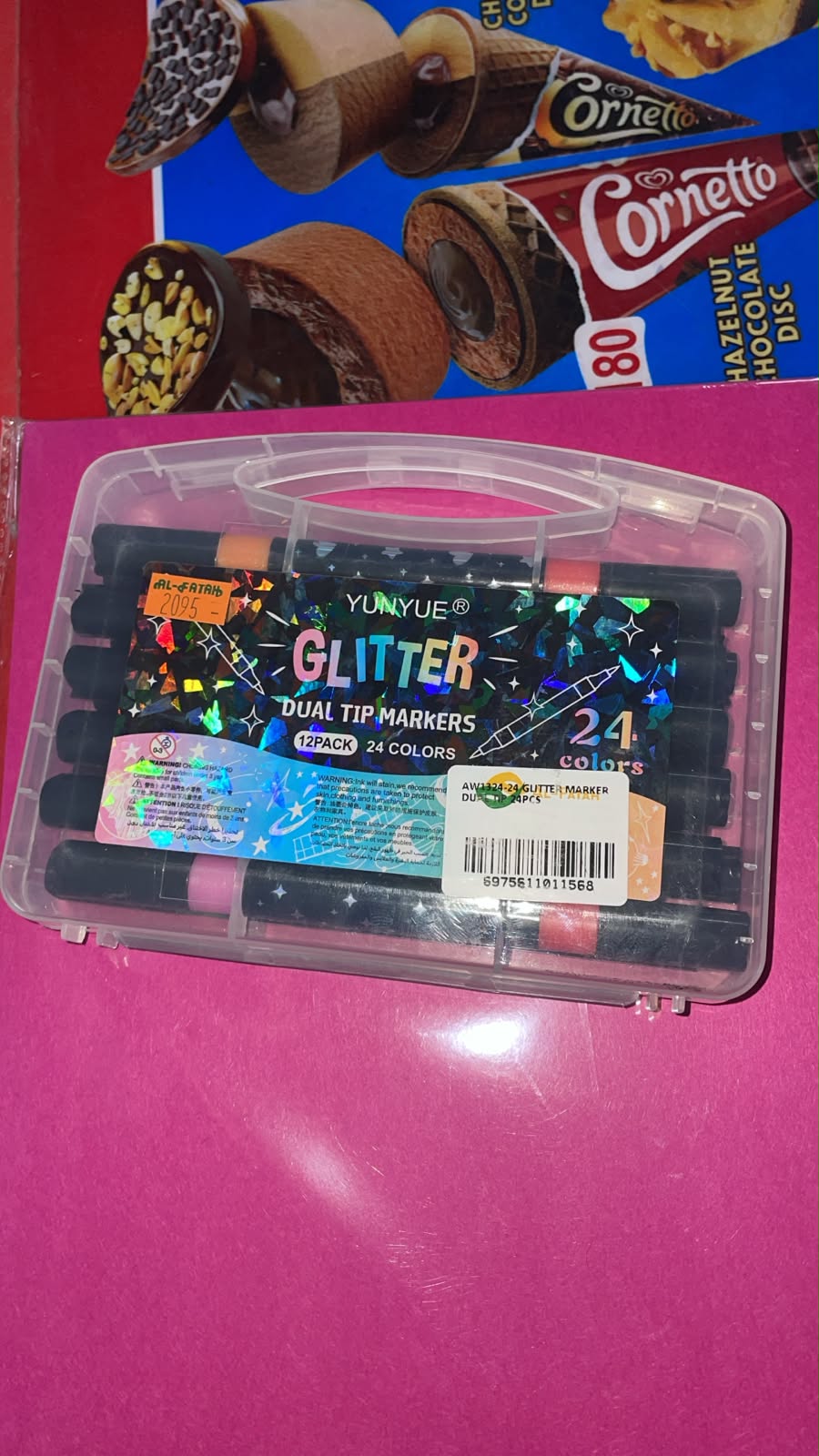 AW1324-24 GLITTER MARKER DUAL TIP 24PCS
