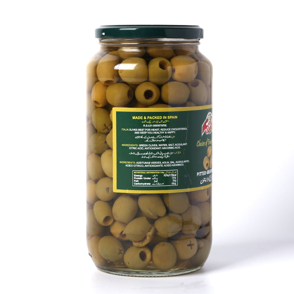 ITALIA GREEN OLIVES PITTED 935 GM