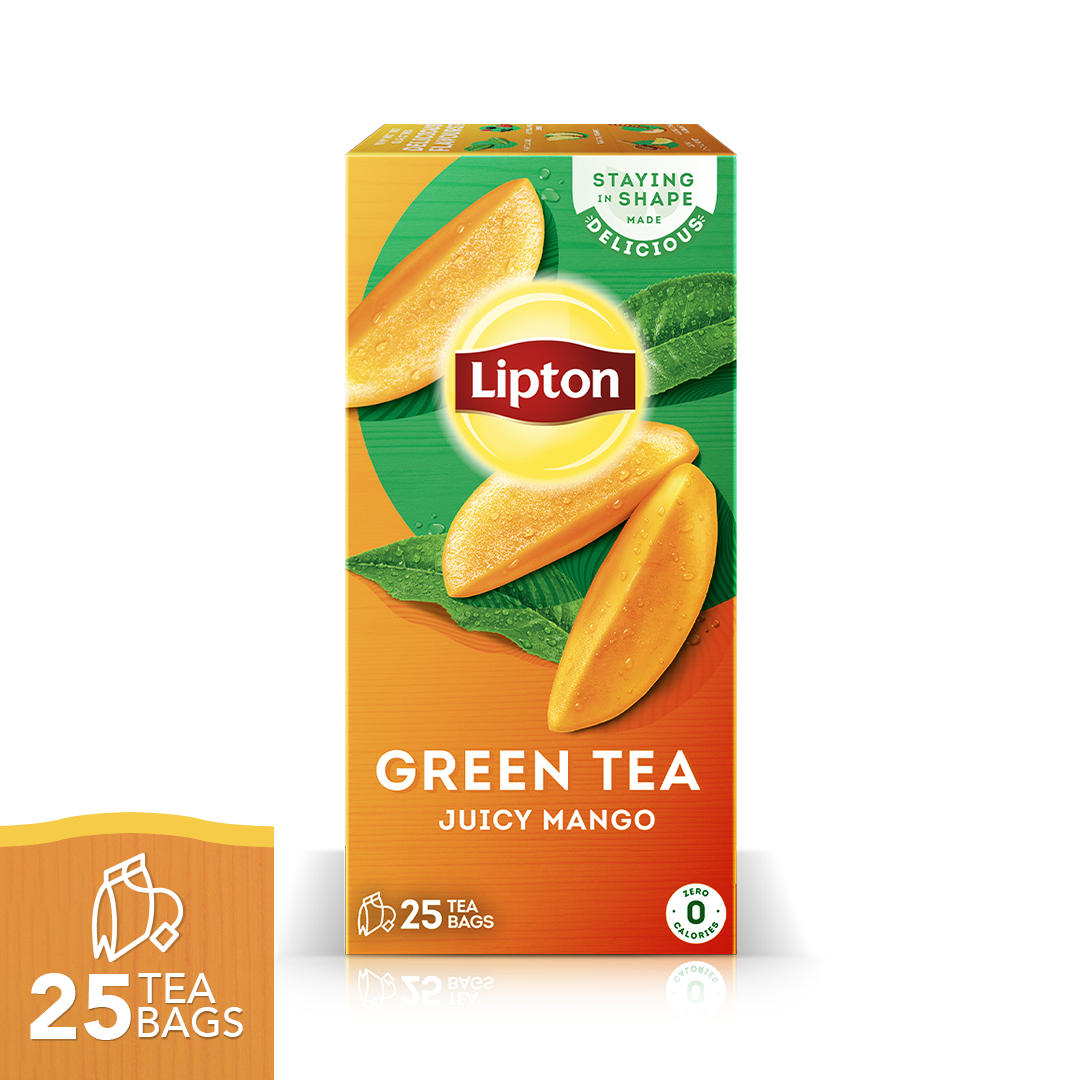 LIPTON GREEN TEA JUICY MANGO 25 TEA BAGS| ZERO CALORIES