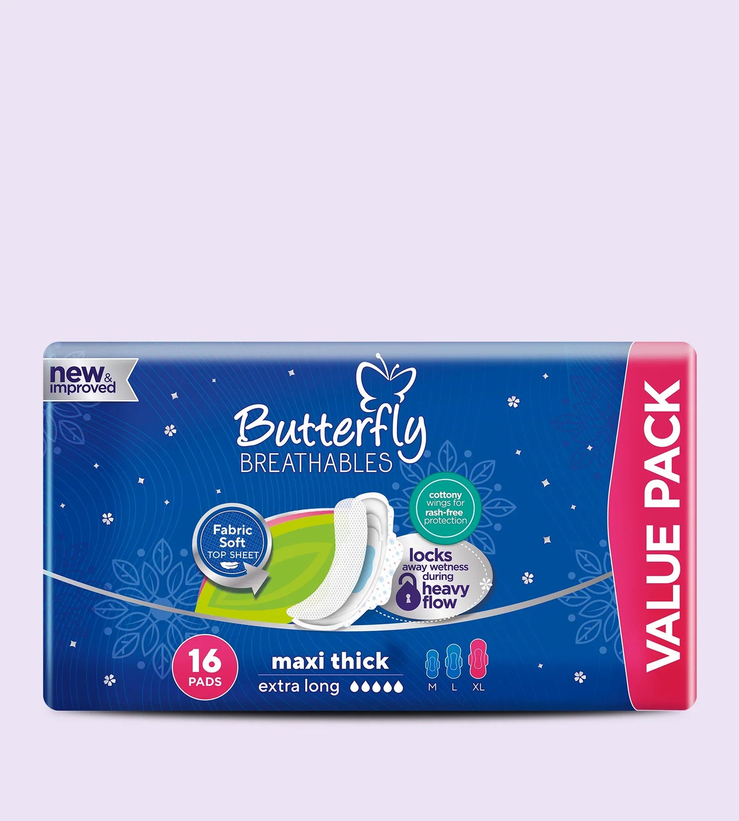 BUTTERFLY SANITARY NAPKINS MAXI THICK EXTRA LARGE 16 PCS