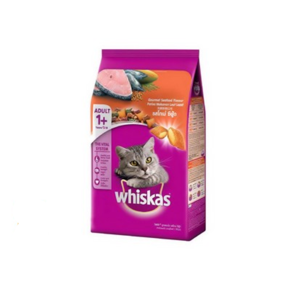 WHISKAS CAT FOOD ADULT GOURMET SEAFOOD 1+YEAR 480 GM – Al-Fatah