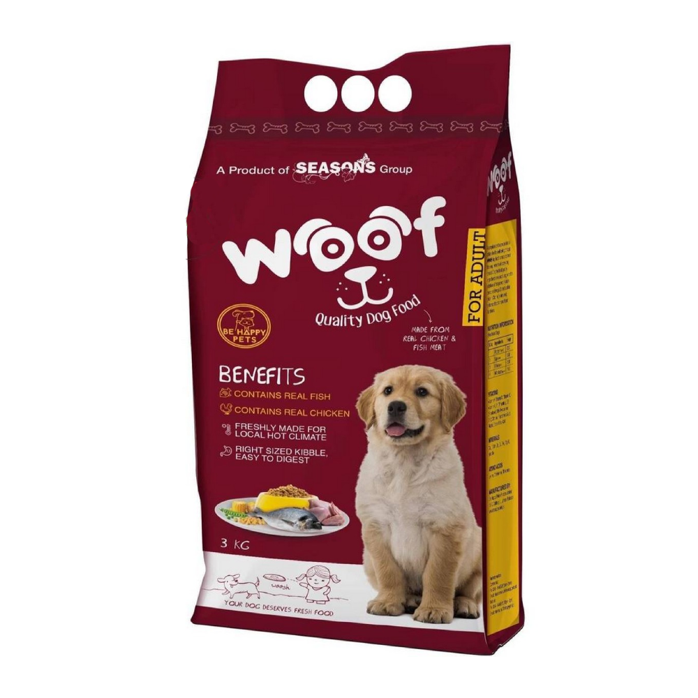 SEASONS WOOF DOG FOOD ADULT CHICKEN AND FISH MEAT 3 KG