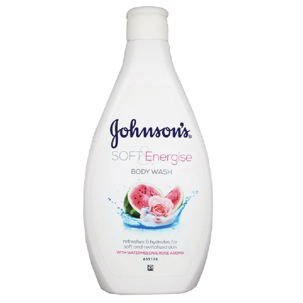 JOHNSONS BODY WASH SOFT ENERGISE WATERMELON & ROSE 400 ML