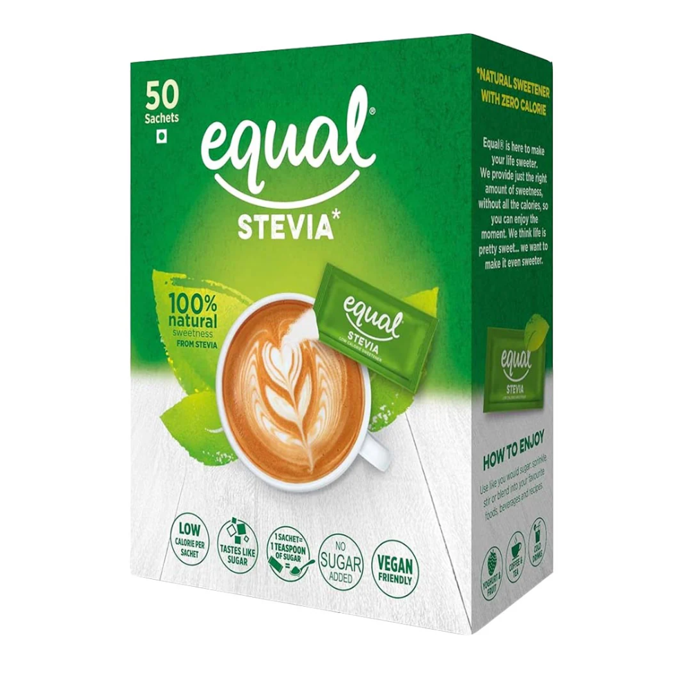 EQUAL STEVIA ZERO CALORIES SWEETNER SACHETS 50S