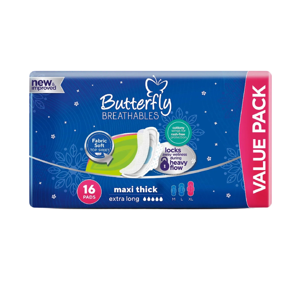 BUTTERFLY SANITARY NAPKINS MAXI THICK EXTRA LARGE 16 PCS