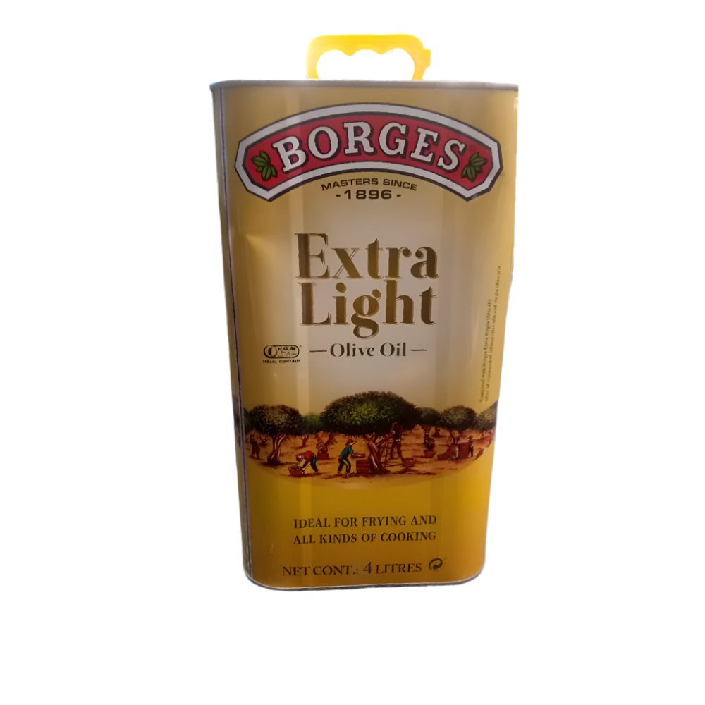 BORGES EXTRA LIGHT OLIVE OIL TIN BOTTLE 4 LTR