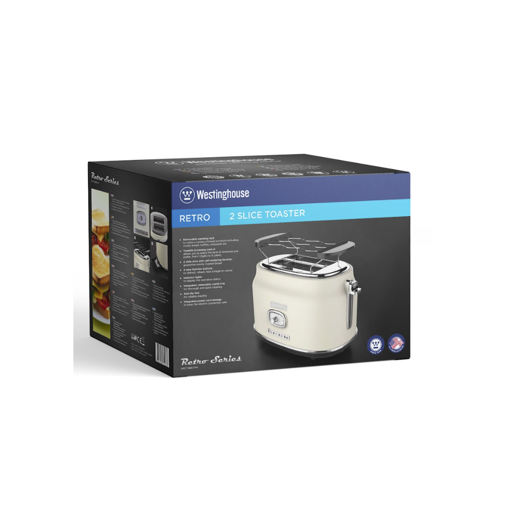 WESTINGHOUSE 2 SLICE TOASTER RETRO WKTB857WH