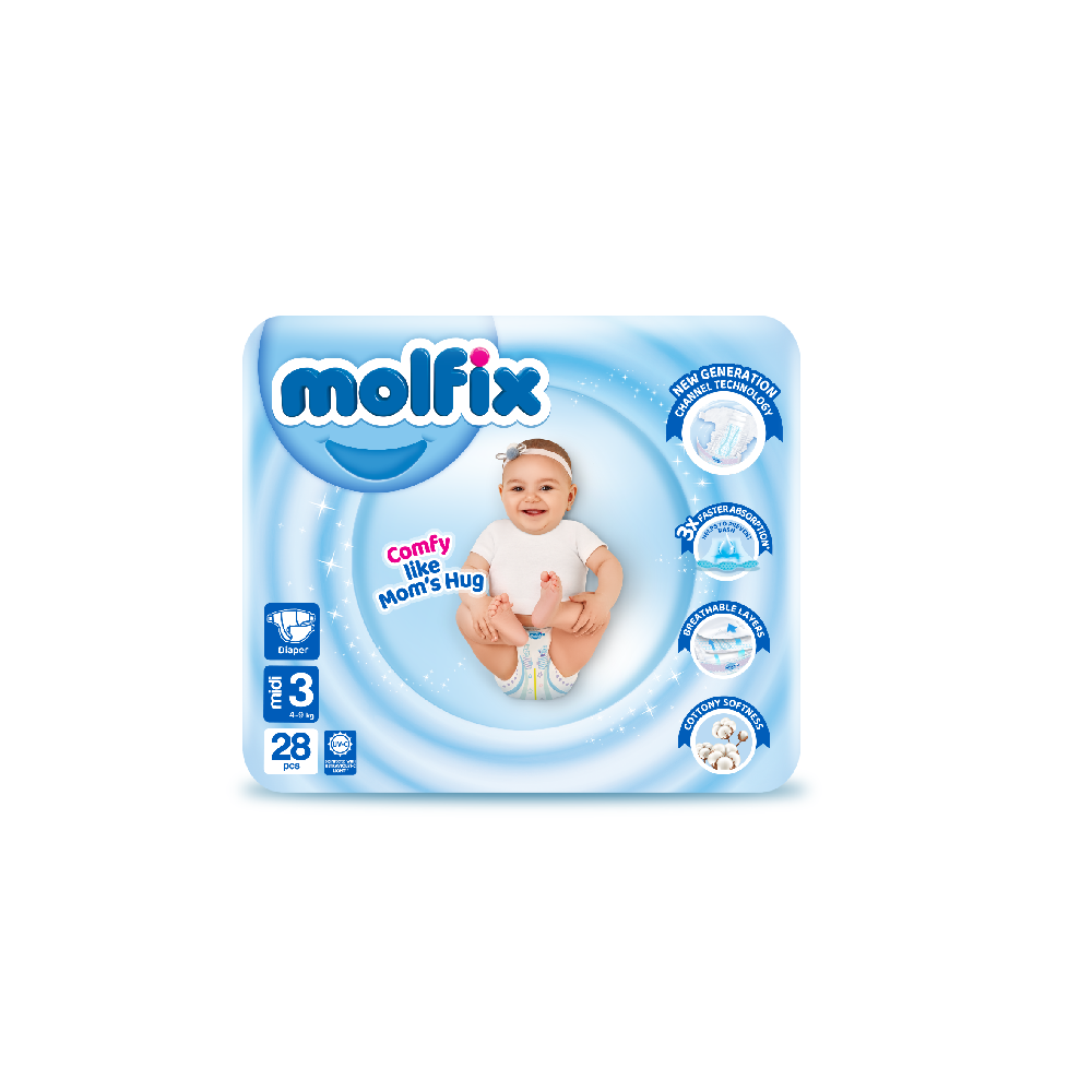 MOLFIX DIAPERS MIDI NO3 4-9 KG 28 PCS