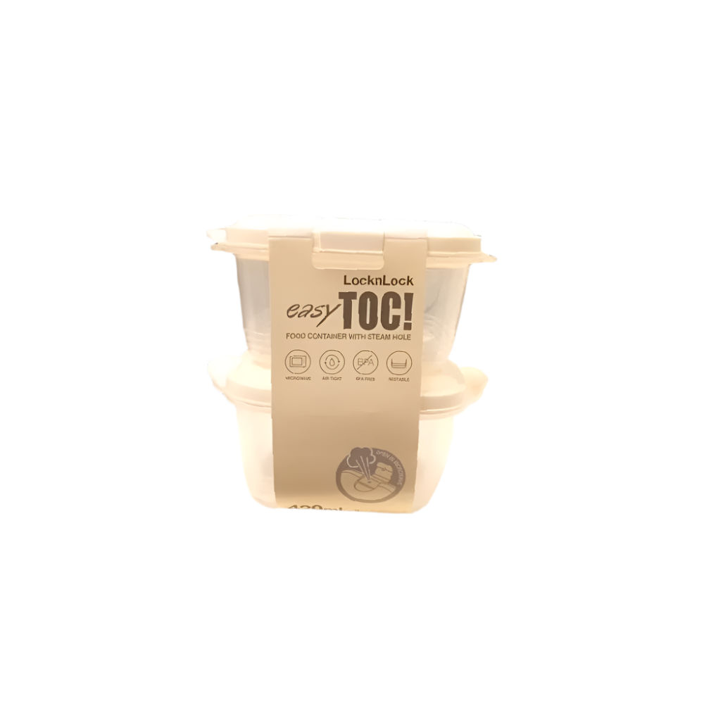 LOCK & LOCK EASY TOC CONTAINER 2P SET WHITE LLHLEP303S2 420M