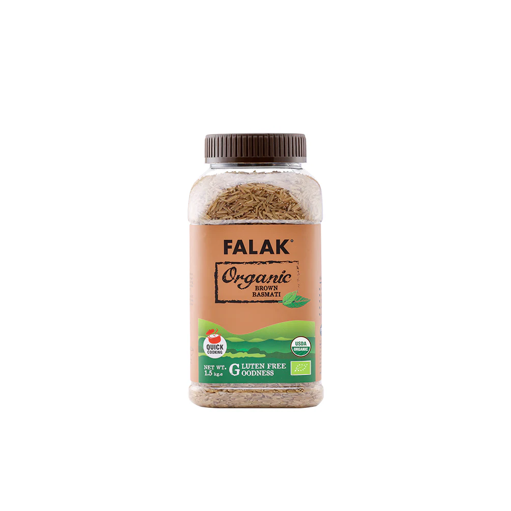 FALAK BASMATI RICE BROWN ORGANIC JAR 1.5 KG