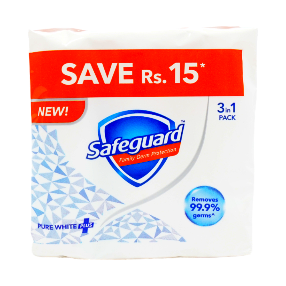 SAFEGUARD SOAP PURE WHITE JUMBO SIZE 3X168 GM – Al-Fatah