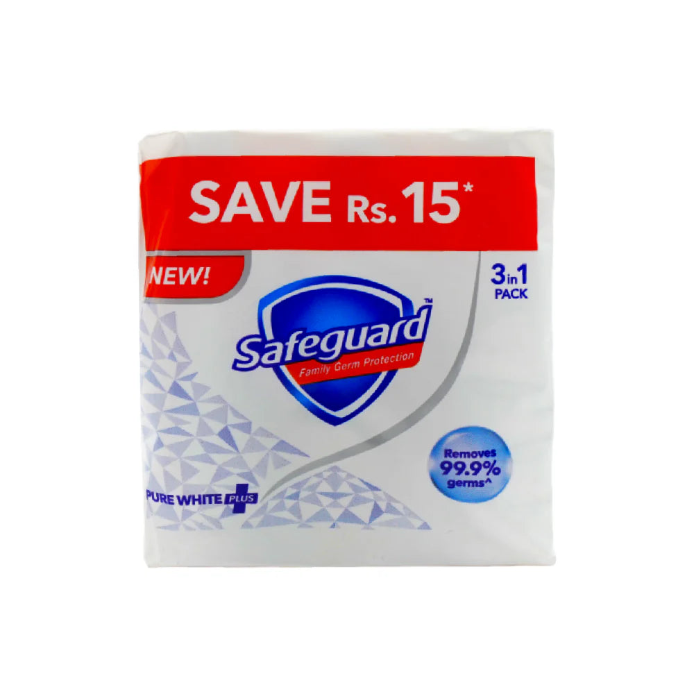 SAFEGUARD SOAP PURE WHITE MEDIUM SIZE  3X95 GM